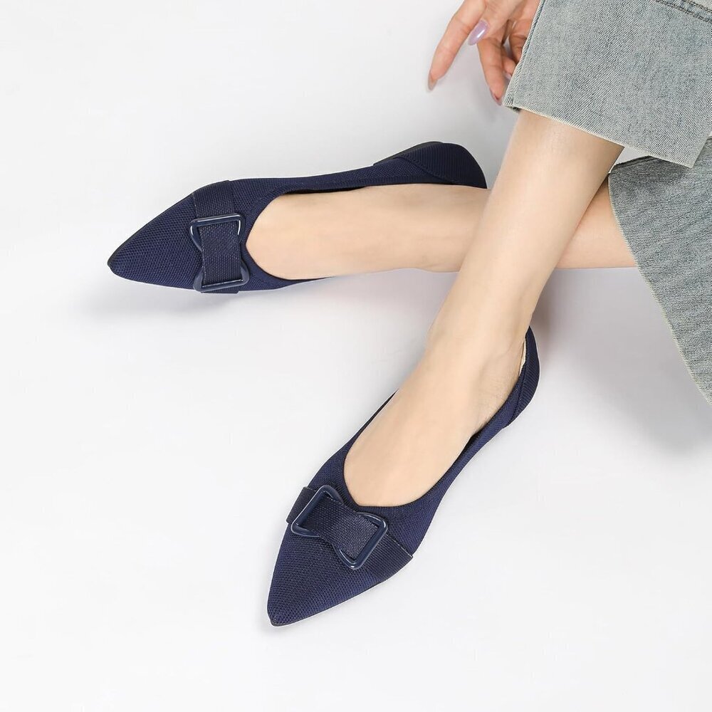 Knit Ballet Flats Women Size 7 Arch Support Slip-On Casual Dress Shoes - Picture 8 of 9